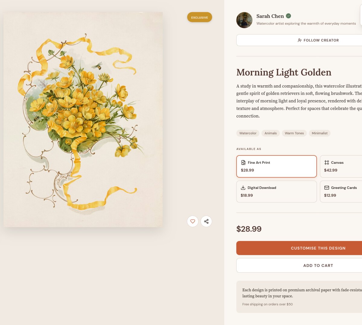Design detail with product options